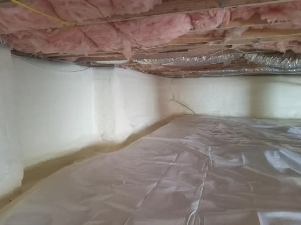 Crawl space encapsulation with closed-cell spray foam for Commercial Roof Restoration in Hillsborough